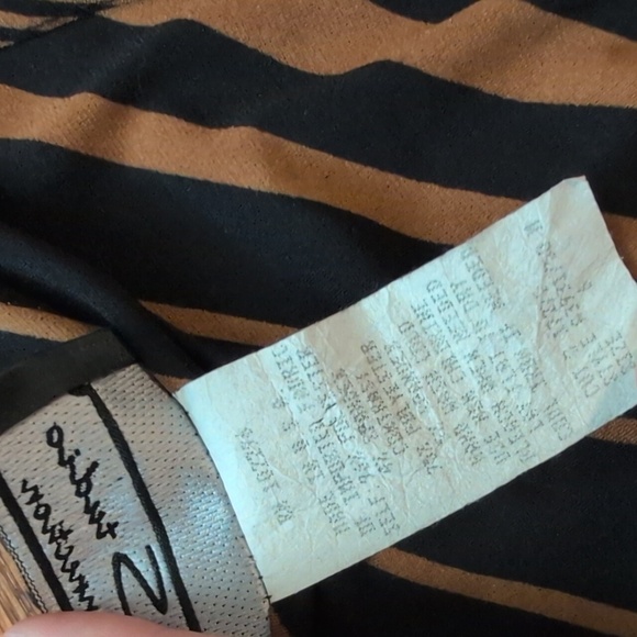 Studio Connection - Vintage Made In USA Striped Black and Brown Wrap Dress - Picture 4 of 5